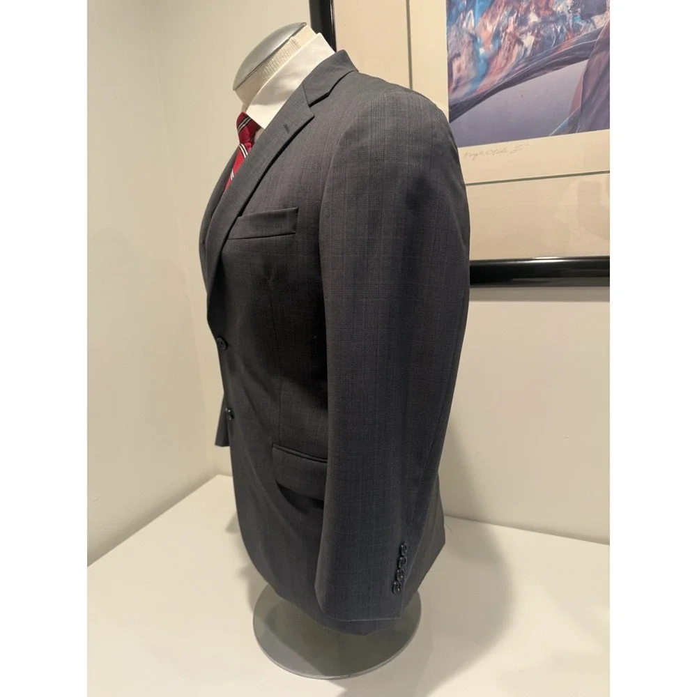 Hickey Freeman 44R Gray Glen Plaid 100% Worsted Wool Blazer 42R  Milburn USA
